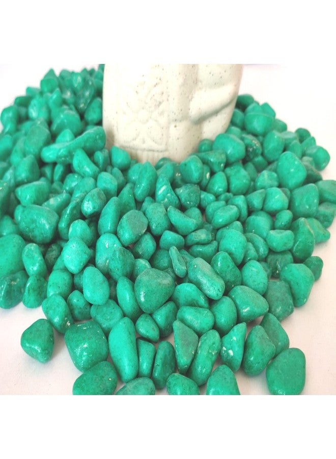 Power Stone Decorative Coloured Painted Asymmetric Marble Stone Pebbles for Vase Filler Plant Pots Aquarium Home Garden Outdoor Decoration (Dark Green, 1 Kg) - Image 3